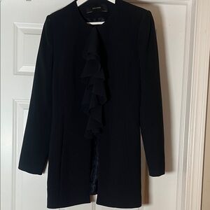 Zara Elegant Black Jacket with Ruffle Accent